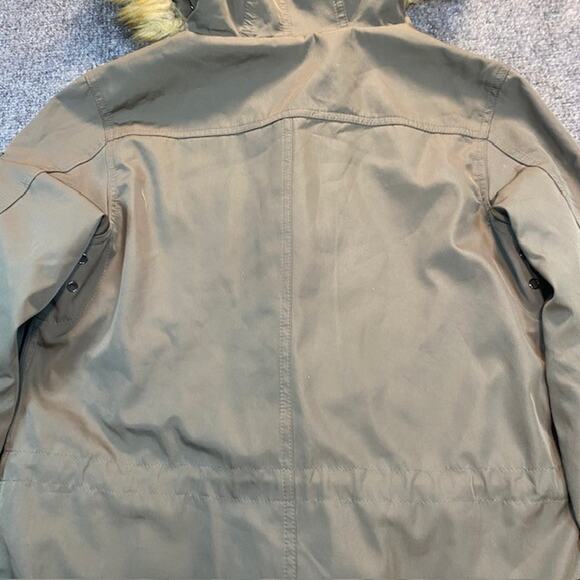 S13 Eskimo Parka Faux Fur Trim Hooded Jacket Army Green Overcoat Womens Medium - Picture 6 of 9
